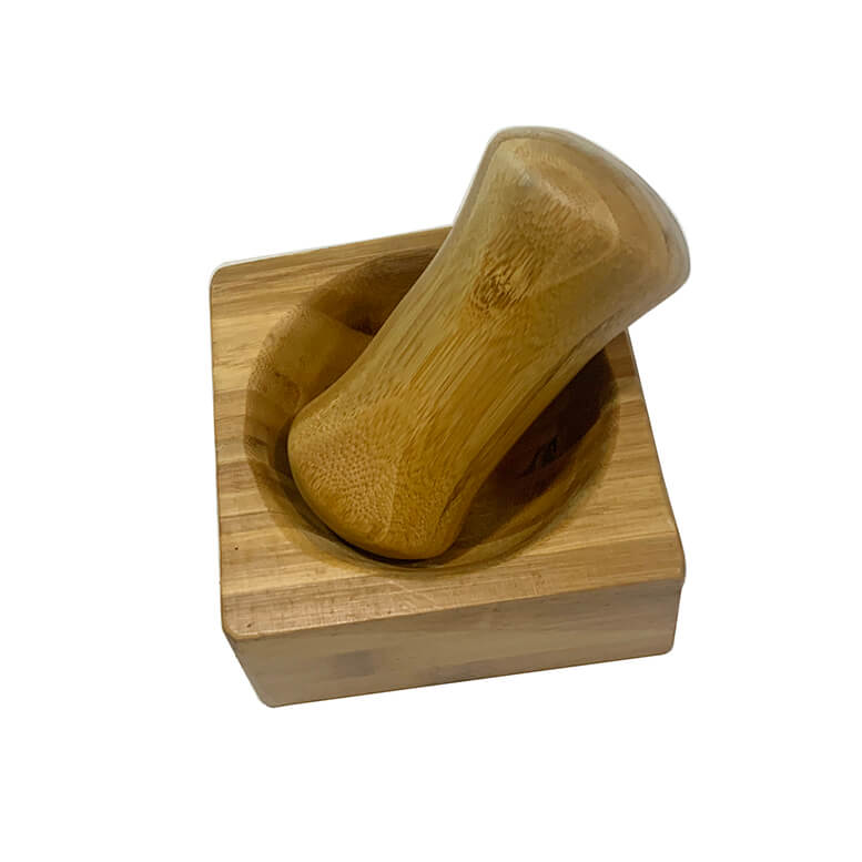 Eco-friendly Bamboo Mortar and Pestle set for Garlic Pepper Herb Spice Grinder Crusher Donghe DHK01266