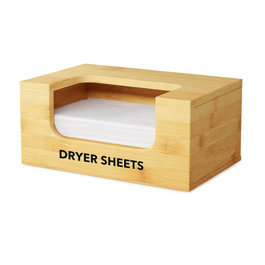 Bamboo Laundry Softener Dryer Sheets Holder with Opening and Labels for Home Laundry Room Farmhouse Decor Donghe DHH240003