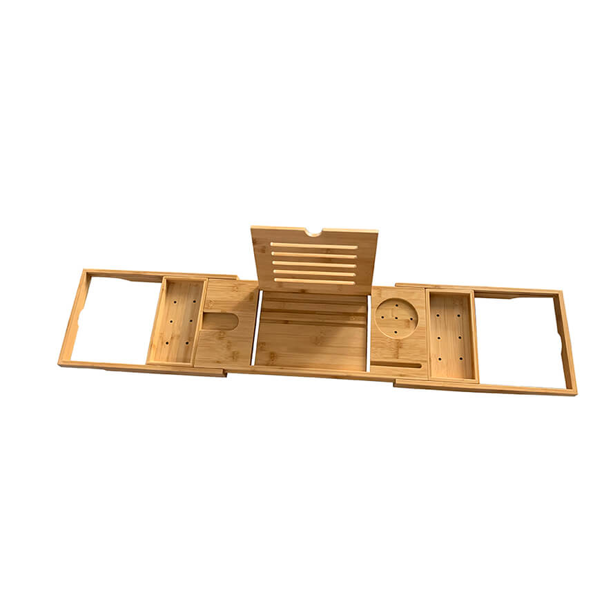 Bamboo Expandable Bathtub Caddy Tray for Bath Tub Wooden Adjustable for Luxury and Relaxing with Wine Glass Holder, Reading Rack Donghe DHB01006