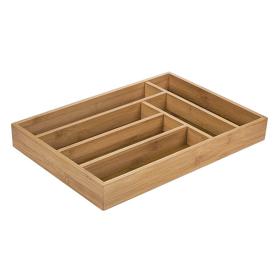 Classic Bamboo Silverware Cutlery Drawer Organizer Tray for Kitchen Flatware Silicone Cooking Utensil Donghe DHK01083