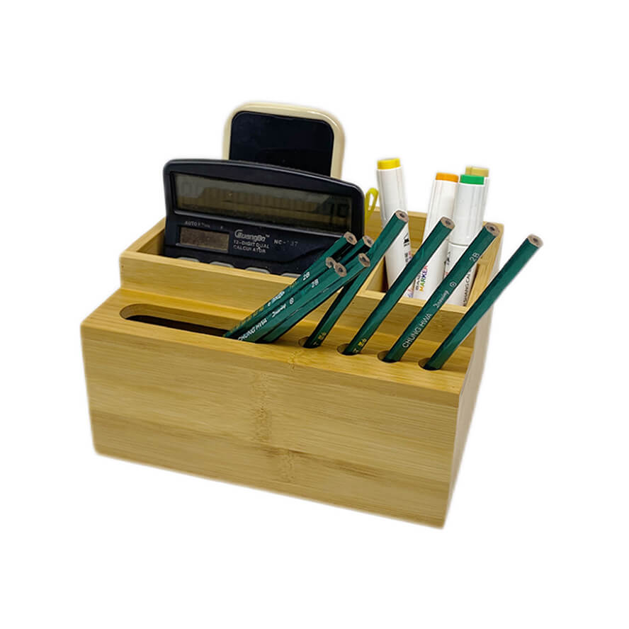 Natural Bamboo Wood Desk Organizer for Office Supplies Storage Desk Accessories Desk Organization Home Office and more Donghe DHO01027