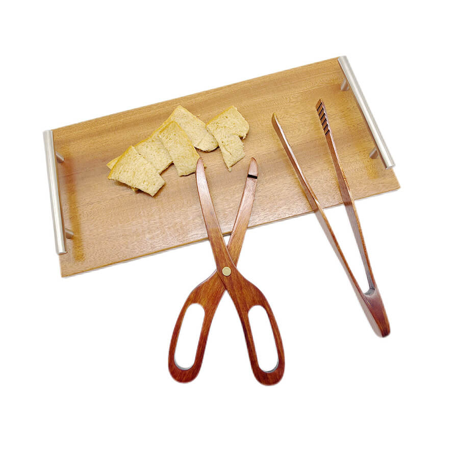Wooden Toaster Tongs Cooking Tongs Scissor Bread Tongs Kitchen Utensils Tools Baking Tongs Salad Fruit Dessert Tongs Donghe DHK24006