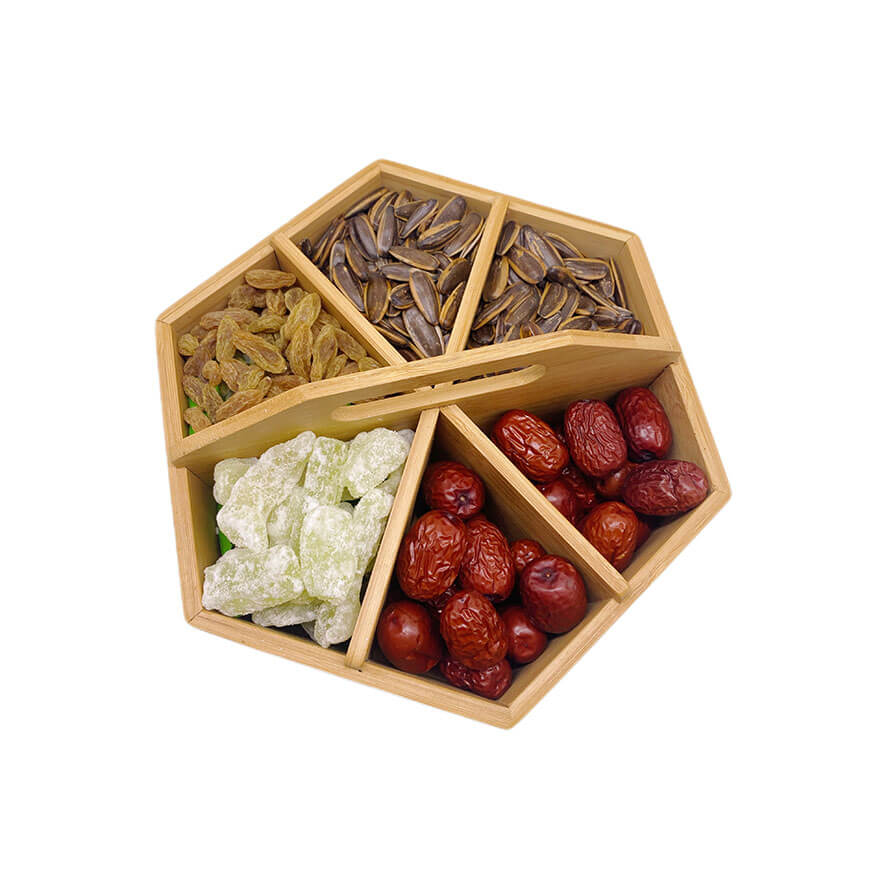 360 Degree Rotating snack storage organizer box with handle and 6 Compartments countop Organizers Storage Caddy Donghe DHK24151